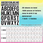 Bemeol Letter Stickers 1560 Pieces 30 Sheets Stick on Vinyl Letters Capital Alphabet Sticker Letter for Craft Bulletin Boards Classroom Home Business Decor(Black,1 Inch,2 Inch)