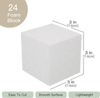 Crafare 2x2x2 Inch Foam Square Blocks 24Pack Mini Square Cubes for Sculpting Polystyrene Cubes for School Crafting Modeling Art Projects