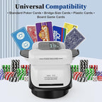 2-in-1 Automatic Card Shuffler & Dealer for 1-2 Decks Support 8 Players, 4 Drawing Remotes, Rechargeable Card Dealer Machine, Preset Games for Poker, UNO, Blackjack, Texas Hold'em, Crazy Eights