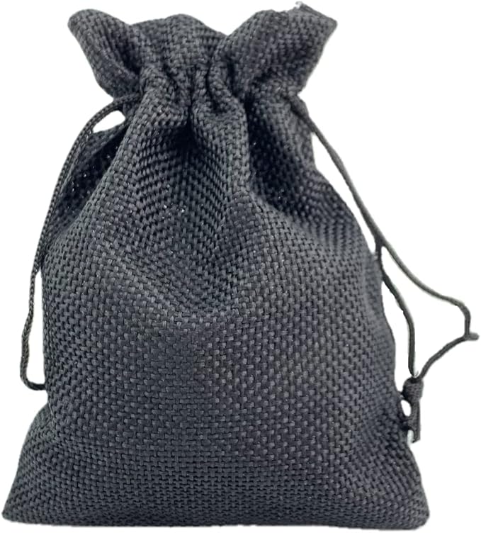 Palmhomee Pack of 25 Burlap Gift Bags with Drawstring Linen Jewelry Pouches Wedding Hessian Jute Bags for Birthday Jewelry and Treat Pouches Party Wedding Favors Gift Art and DIY Craft   (4x5.6 Inch, Black)