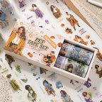 4 Rolls PET Tapes Pre-Cut Washi Tape Stickers for Scrapbooking People Stickers Tape journaling Girl Pattern Tape Sticker Sticker Rolls for Scrapbooking