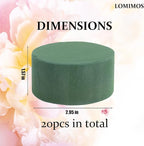 LOMIMOS 20PCS 3''Round Floral Foam Bricks,Wet Florist Floral Foam Block Flower Arrangement Supplies for Wedding Aisle Flowers Party Craft Project Spring Decoration