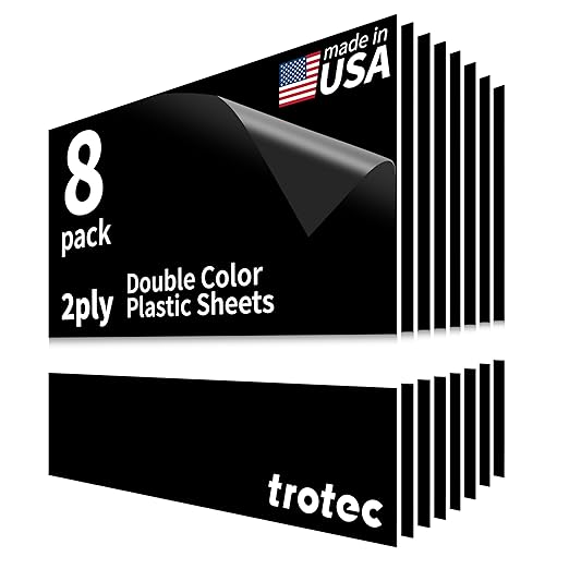 Trotec TroLase | 12"x12"x1/16", 8 Pcs | Black/White | 2 Ply | Modified Acrylic | Laser Engraving Double Color Plastic Sheet | Engraving Blanks for Laser, Saw, Guillotine | Made in USA