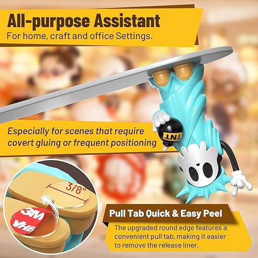 180 Pcs Removable Mounting Putty, Strong Double Sided Glue Adhesive Dots Clear Museum Sticky Tack for Action Figures Wall Hanging No Residue, 3/8"