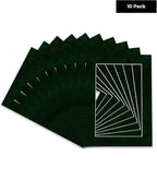 Pack of TEN 11x14 Mats Bevel Cut for 8.5x11 Photos - Acid Free Green Suede Precut Matboards For Pictures, Photos, Framing - 4-ply Thickness