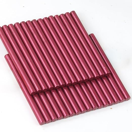 Purplish Red Wax Seal Sticks, 30pcs Sealing Wax Sticks, HOSEALING Glue Gun Wax Seal Sticks for Wax Seal Stamp, Premium Sealing Wax for Wedding Invitations, Letter, Envelope (Mini Size)