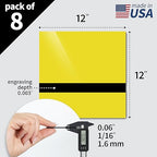 Trotec TroLase | 12"x12"x1/16", 8 Pcs | Yellow/Black | 2 Ply | Modified Acrylic | Laser Engraving Double Color Plastic Sheet | Engraving Blanks for Laser, Saw, Guillotine | Made in USA