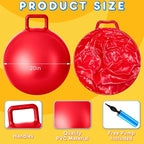 Lewtemi 3 Pcs 20 Inch Bouncing Ball with Handle, Outdoors Hopper Jumping Hopping Ball and Air Pump for Sports Exercise (Red, Blue, Yellow)