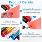 MECCANIXITY Iridescent Window Film,24" x 39" Iridescent Holographic PVC Fabric Dichroic Film Clear Vinyl Paper Roll for DIY Craft Gift Wrapping Bag Decoration, Red