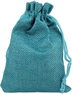 Palmhomee Pack of 25 Burlap Gift Bags with Drawstring Linen Jewelry Pouches Wedding Hessian Jute Bags for Birthday and Treat Pouches Party Wedding Favors Gift (4x5.6 Inch, Peacock Blue)