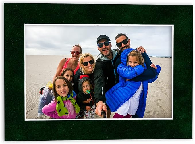 8x10 Mat Bevel Cut for 5.5x8.5 Photos - Acid Free Green Suede Precut Matboard - For Pictures, Photos, Framing - 4-ply Thickness