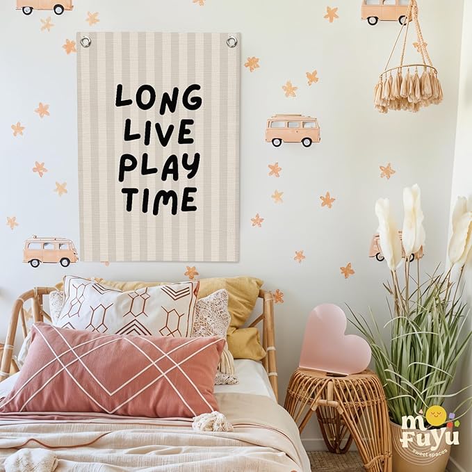 Toddler Boy Room Decor,Long Live Playtime Canvas Banner，Boy Nursery Decor Wall Hanging Banner Flag for Toddler Kids Room Nursery Playroom Bedroom 18x25 Inch