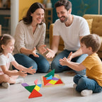 3 otters Wooden Tangram Puzzles for Kids, Educational Shape Puzzle Toys, STEM Montessori Brain Logic Blocks, 4 Pack