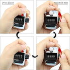 12 Pcs Hand Tally Counter 4-Digit Lap Counter Clicker, Manual Mechanical Handheld Pitch Click Counter with Finger Ring for School Golf & Knitting Row Croche