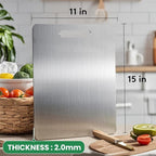 2 Pack, 100% Pure Titanium Cutting Board - 15x11 Inch Non-Slip Kitchen Chopping Board, Dishwasher Safe, Scratch Resistant, Easy to Clean, Durable & Hygienic for Meat, Vegetables, and Fruits