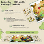 1500 Pieces Puzzle Board 3-in-1 Double-Sided & Rotating & Tilting, Plastic Puzzle Table with Sorting Boxes and PVC Cover, Portable Lazy Susan Jigsaw Puzzle Board for Adults, Gray Green