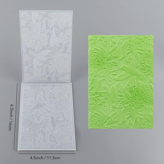 BAOFALI 3D Hummingbird and Flowers Embossing Folders for Card Making,Plastic Texture Fades Embossing Template Paper Card Embossing Stencil for DIY Scrapbooking Photo Album Card Paper Craft Decoration
