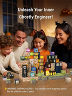 Magnetic Blocks -137PCS Lights Halloween Building Blocks,World Magnetic Tiles Kids Build Cubes 3+,STEM Toys for 3-5 4-8 5-7 Year Old Boys,Sensory Creative Activities Birthday Gift