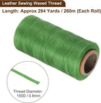 uxcell 150D 0.8mm Flat Waxed Thread 284 Yards Polyester Leather Sewing Waxed String Hand Stitching Waxed Cord for Leather Stitching Sewing Bookbinding DIY Craft Green