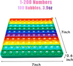 Double Side 1 100 200 Pop it, Chart, Numbers, Row Counter Knitting Crochet, Stitch Counters Crocheting Square Popper Fidget Sensory Toy, Educational Tool, Great Gift for Birthdays, Christmas