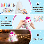 FUNZBO Paint Your Own Unicorn Lamp Kit - Halloweens Arts and Crafts Supplies Painting Kits for Kids Teens, DIY Night Light Unicorn Toy for Toddler Girls Age 3 4 5 6 7 8 9 10 11 12 13 + Birthday Gifts