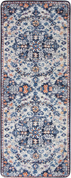 Lahome Washable Runner Rug, 2x5 Bohemian Kitchen Rug Runners Low Pile Bathroom Runner Rugs with Rubber Backing, Printed Throw Carpet Runners for Laundry Room Hallway Bedside, Blue Purple/Multi