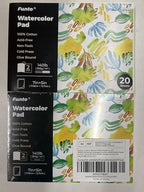 Funto Watercolor Pads, 2 Packs, 100% Cotton, 20 Sheets Each, 7x5, 140lb/300gsm, Glue Bound, Easy Tear Heavyweight Art Paper for Painting