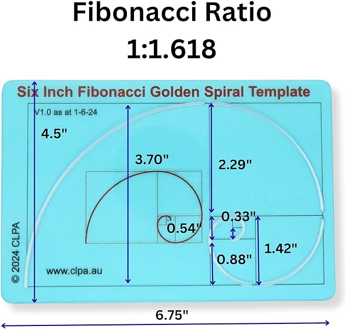 Fibonacci 6" Square & Spiral Set of Templates: A Fibonacci-Inspired Set of Templates for Drawing Tool for Artists Allows The Simple Application of The Golden or Divine Ratio for Artistic Design