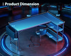 ODK 55 Inch L Shaped Gaming Computer Desk with Power Outlets, Corner Desk with Reversible Storage Shelves & PC Stand for Small Space, Modern Simple Home Office Table, Carbon Fiber Surface, Black