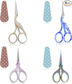BIHRTC Stork Scissors with Leather Cover Stainless Steel Crane Design Sewing Embroidery Household Scissors for Sewing Crafting Art Work Threading Needlework Knitting