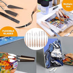 Paint Knife Set - 10pcs Stainless Steel Spatula Palette Knife Painting Tools Metal Knives Wood Handle with Different Shapes and Sizes for Oil Painting, Acrylic Mixing