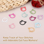 PATIKIL Cat Crochet Stitch Markers, 12 Pack Stitch Marker for Knitting Crocheting Supplies Cute Metal Spiral Knit Clip Ring Counters for Crochet Yarn DIY Crafts, Red