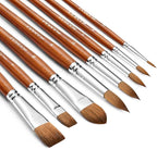 Sable Watercolor Brushes Professional, Fuumuui 8Pcs Sable Brush Set Variety Shapes with Flat, Round Pointed, Liner, Cat's Tongue Oval Wash Perfect for Watercolor Acrylic Gouache Inks Painting