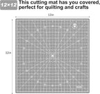 Headley Tools 12"x12" Rotating Cutting Mat, Self Healing Mat with 360-Degree Rotation & Anti-Slip Base, Sewing Board Cutting Mat Perfect for Fabric Quilting Leather Hobby Project, Grey