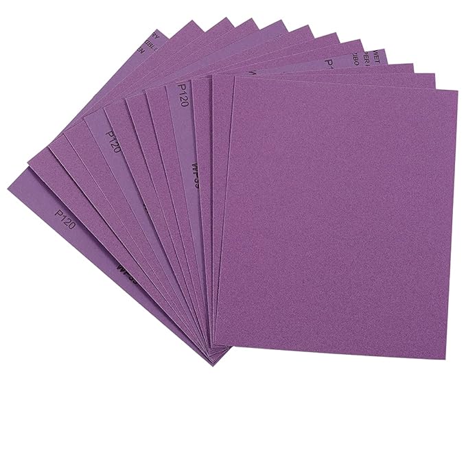 Sandpaper 120 Grit, Wet Dry Sanding Sheets 9 x 11 Inch, Advanced White Fused Alumina Abrasive Sander Paper for Wood Furniture Finishing, Metal Sanding, Automotive Polishing,12-Sheets