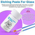 Glass Etch Starter Cream Kit for Intricate Designs Etching Art Cream(2.8 Oz) Etching Paste DIY Art Craft Supplies Create Permanently Stunning Etched Designs for Mirrors Windows Glass