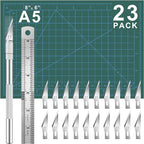 DIYSELF 23 Pack Craft Knife Precision Hobby Knife Kit, 1 Exacto Knife with 20 Spare Art Knife Blades for Art, Scrapbooking, Stencil