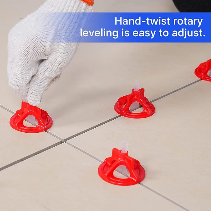 Professional Tile Leveling System Kit，Anti-Loosening Spacers/Wall, Bathroom Tiling - 1/32" Precision Alignment & Grout Spacing Tools(100caps+700base, 1/32)