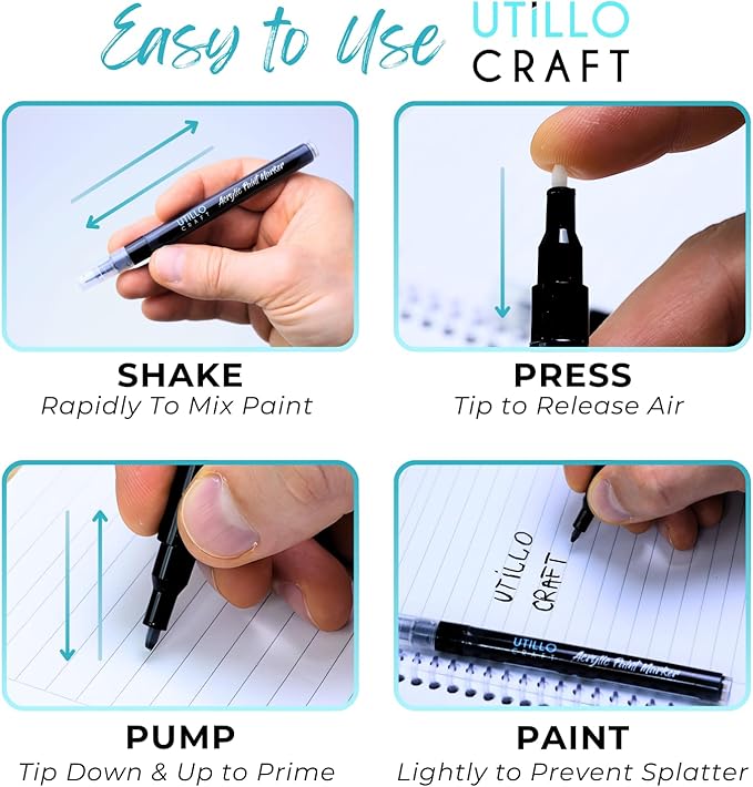 White Paint Pen (8-Pack) Medium Tip Made in Japan | Bold Color+100% Coverage | For Rock, Wood, Glass, Paper, Fabric, Canvas, Metal and More! | 2-3mm White Paint Pens | White Acrylic Paint Pens