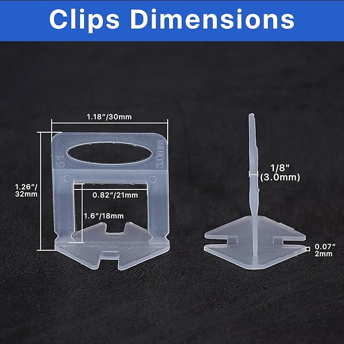 4500 Pcs Tile Leveling System Clips 1/8" (3.0mm) for Ceramic Tile and Stone Installation - DIY Tile Leveler Spacers Kit for Perfect Alignment(4500, 1/8)