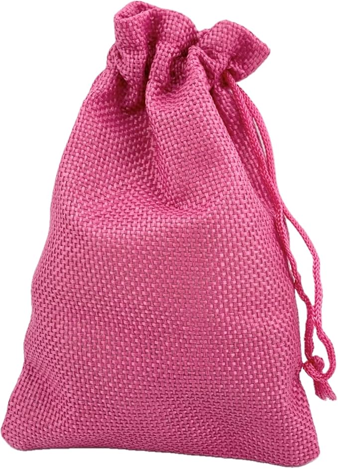 Palmhomee Pack of 25 Burlap Gift Bags with Drawstring Linen Jewelry Pouches Wedding Hessian Jute Bags for Birthday Jewelry and Treat Pouches Party Wedding Favors Gift Art and DIY Craft (4x5.6 Inch, Fuchsia)