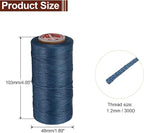 uxcell Flat Leather Sewing Waxed Thread, 140m / 153 Yards Polyester Wax String, 300D Wax Stitching Cord for Leather Crafts, Bookbinding, Bracelets Braided, Blue