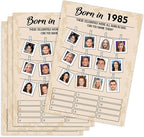 40th Birthday Party Games, Born in 1985 Games, Birthday Party Supplies for Adults, Pack of 30 Cards