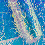 ONEART | Iridescent Transparent Embossed Vinyl Holographic Blue Clear PVC Vinyl Craft Fabric 16"×54" for Sewing DIY Projects-Scratch