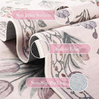 Wonnitar Floral Print Rug for Bedroom, Pink Boho Washable 8x10 Rug Ultra-Thin, Non Slip Soft Large Moroccan Trellis Floor Carpet for Living Room Girls Nursery Kids Playroom, Pale Pink