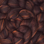 Merino Silk Luxe Tonal Designer Blend. Superfine Merino, Mulberry Silk, Tussah Silk. Top Roving for Spinning or Felting. Chestnut Velvet 1oz