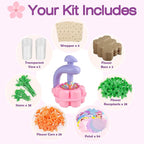 Fabric Flower Bouquets Toys, DIY Craft Kits Toys for Kids, Educational Arts & Crafts Toy, Build Your Own Flowers, DIY Creative Activity Christmas Birthday Gift for 4 5 6 7 8+ Year Old Toddler Girls