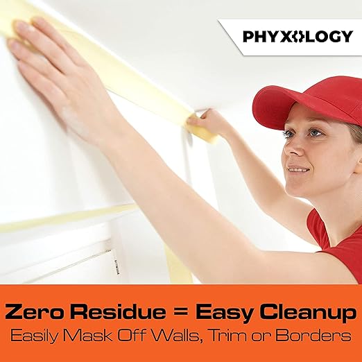 No-Residue 2 Inch 60 Yard Masking Tape 1 Pk. Easy-Tear Pro-Grade Removable Painters Tape Great for Home, Office or Commercial Contractor. Clean Drip-Free Painting with Wide Crepe Paper Rolls.