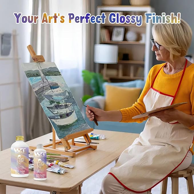 Acrylic Varnish, Professional Matte Varnish for Acrylic Painting, Seals and Protects Artworks, Non-Toxic, Art Acrylic Paint Sealer for Handmade Artists, Painter & Kids (100ml/Matte)