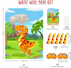 ASTARON Pin The Tail on The Dinosaur Party Game with 30 Tail Stickers for Dinosaur Birthday Party Supplies Pin Game, Boys Party Dinosaur Favors Decorations for Christmas